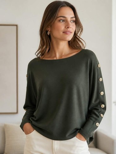 Gray italian batwing top with - gray,