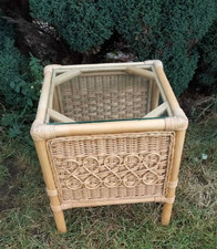 Cane bamboo glass top