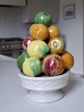 Secla Majolica Pottery Fruit Topiary Centrepiece Made In Portugal Vintage 8"