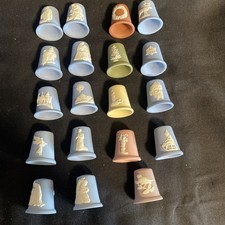 Collection of 19 Vintage c1980s Wedgwood Thimbles Christmas Theme