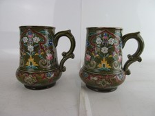 A Pair Of Vintage English Salt-Glazed Stoneware Beer Mugs/Tankers With Damage