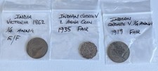 3 Indian Anna coins 1862-1935 (UK shipping only) 