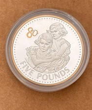 2006 QUEEN ELIZABETH 80th BIRTHDAY ALDERNEY £5 PROOF COIN 28.28gr 925 SILVER L19