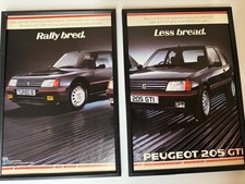 FRAMED Original Peugeot 205 GTi 80's Hot Hatch Magazine Advert Poster Retro