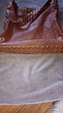 Vintage Kooba Jillian hobo Leather Bag Purse with  Brass Stud Hardware