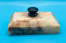 Vintage Marble/Alabaster Slab Paperweight with Bakelite knob.