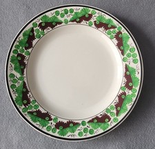 ANTIQUE SPODE HAND PAINTED GREEN & BROWN LEAVES DESSERT PLATE C1810-20