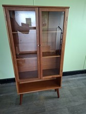Mid Century Teak Display Cabinet On Wooden Legs