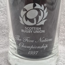 Rare Scottish Rugby Union Five Nations 1997 Whisky Glass Etched Pattern