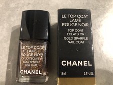 CHANEL LE TOP COAT LAME ROUGE NOIR GOLD SPARKLE NAIL VARNISH POLISH 2015 USED 