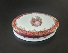Vintage oval lidded trinket - vintage,