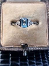 Aquamarine And Diamond Ring