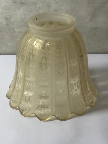 Vintage amber etched glass - amber,