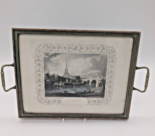 Antique glass serving tray - glass,