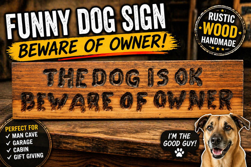 Funny dog sign beware owner - sign,