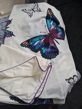 F&F DUVETCOVER WHITE WITH BUTTERFLIES ON SINGLE SIZE ONE PILLOWCASE NEW