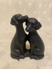 Coalport Style Matt Black  Labrador Retriever Puppies Dog Figurine