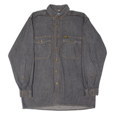 EXPLORER Mens Denim Shirt Grey Long Sleeve M
