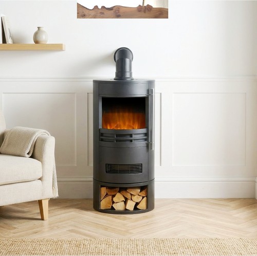 Black electric cylinder stove - black,