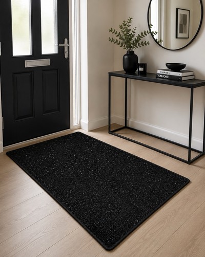 Small black glitter door rug - small,