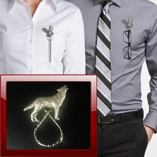 Pewter wolf howling brooch - wolf,