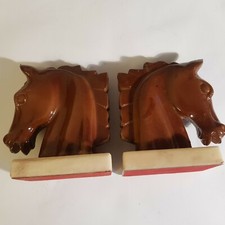 Alabaster horse head bookends
