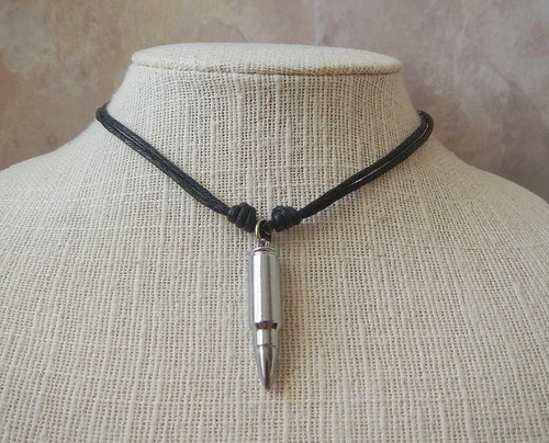 Metal bullet pendant necklace - pendant,