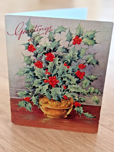 Vtg christmas holly - holly, berries