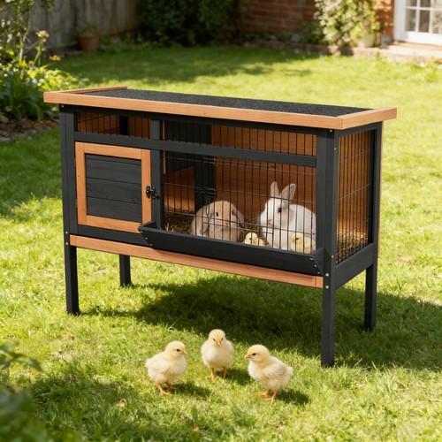 Raised rabbit hutch elevated - rabbit,