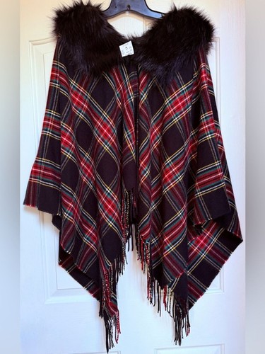 Crew plaid fringe poncho - j.,