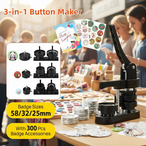 Poriya button maker - 3-in-1,