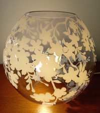 Unusual IKEA Large  CLEAR GLASS  Knubbig Table Bedside Lamp Light Cherry Blossom