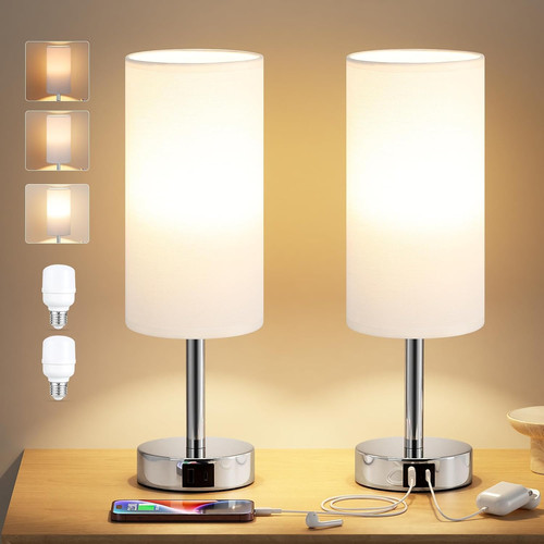 White bedside lamps set 2 - bedside,