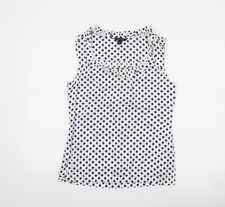 Tommy Hilfiger Women's White Polka Dot Sleeveless Cotton Blouse Size S