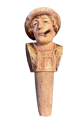 Anri carved wooden wine bottle - anri,