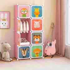 8-Cube Baby Closet Dresser Portable Kids Wardrobe Storage Organizer-Pink