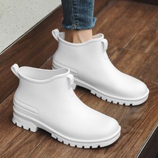 Mens Womens Waterproof Wellington Plain Rain Boots Wellies Outdoor Ankle Shoes