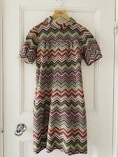 Janice Wainwright for Simon Massey Multicoloured Chevron Zig Zag 60s Minidress