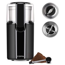 Electric Coffee Grinder 200W 70g with 2 Stainless Steel Bowls Wet & Dry COFFA