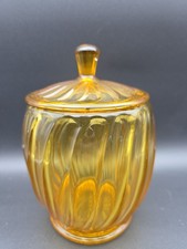 Lovely Vintage Bagley Carnival 3141 Amber Glass Biscuit Jar