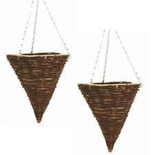 2Pc Cone Dark Brown Wicker