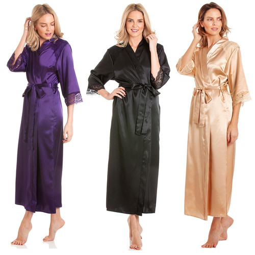 Ladies long satin dressing - long,
