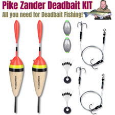 2 x Pike Deadbait Float Kit – 2 Flots, Pike Rigs & Weight –Ready to Fishing - UK