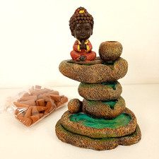 Red Buddha Rock Pond Backflow Incense Burner & Incense Cones