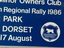 Badge Morris Minor Owners Club Southern Regional Rally 1986 Baiter Park Poole