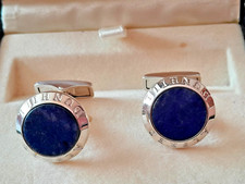 ALFRED DUNHILL Logo Sterling Silver & Lapis Lazuli Cufflinks Boxed RARE
