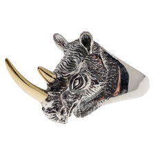 Rhinocerous Ring .925 sterling silver Rhino Horn Animal Beast Statement Ring