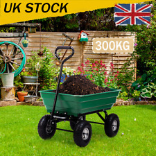 75L Garden Dump Cart Wheelbarrow 300kg Tilt Tipping Trolley Allotment Trailer UK