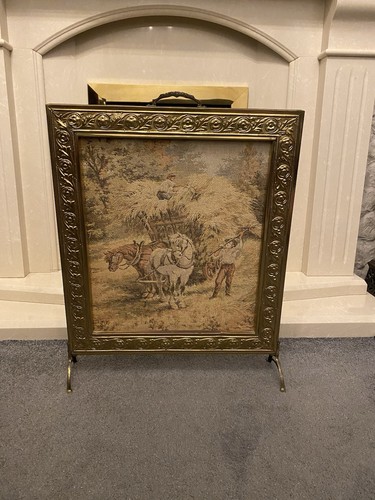 Antique brass fire guard - antique,