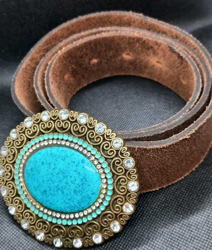Ladies leather brown belt - ladies, with
